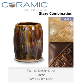 Desert Dusk SW180 over Tea Dust SW145 Stoneware Glaze Combination